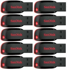 Sandisk Cruzer Blade  16GB  Flash Drive  USB 2.0  Memory Stick Pack of 10