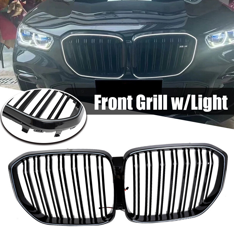 Front Kidney Grille Mesh Grill W/ LED Light For BMW X5 X5M G05 Pre Lci 2019-2023