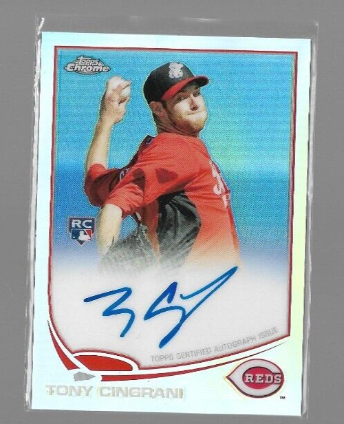 2013 Topps Chrome Refractors Tony Cingrani Rookie Auto /499 Cincinnati Reds #171