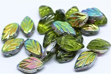 11(mm) CZECH GLASS LEAF DROP BEADS FOR JEWELLERY MAKING - 30(PCS) 