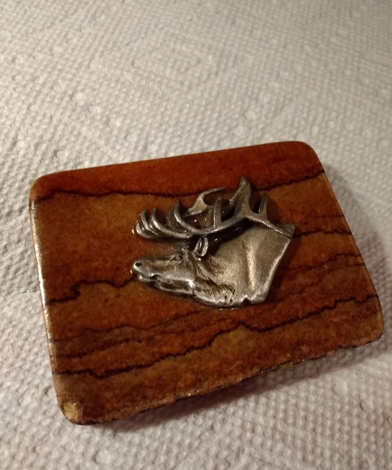 HANDMADE Elk MENS BELT BUCKLE CASUAL Blemished chipped Hunters Deer - Image 2 of 4