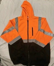 Orange 3X Safety Full Zip Jacket Sweatshirt Protective Industrial Products T46