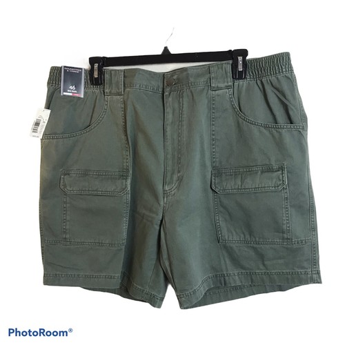 Roundtree Yorke Mens Cargo Shorts Classic Fit Beetle Green Size 46 Big