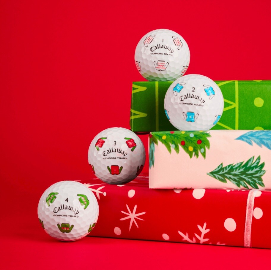 4) Callaway Chrome Tour Truvis Ugly Sweater Christmas Golf Balls