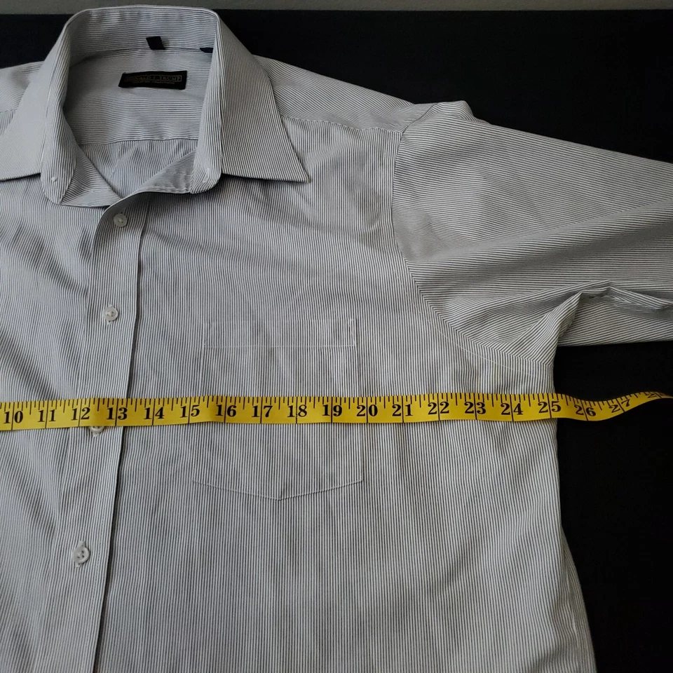 Camisa con botones Donald Trump Signature Collection para hombre 17,5 34/35 a rayas blanca Foto 4 de 4