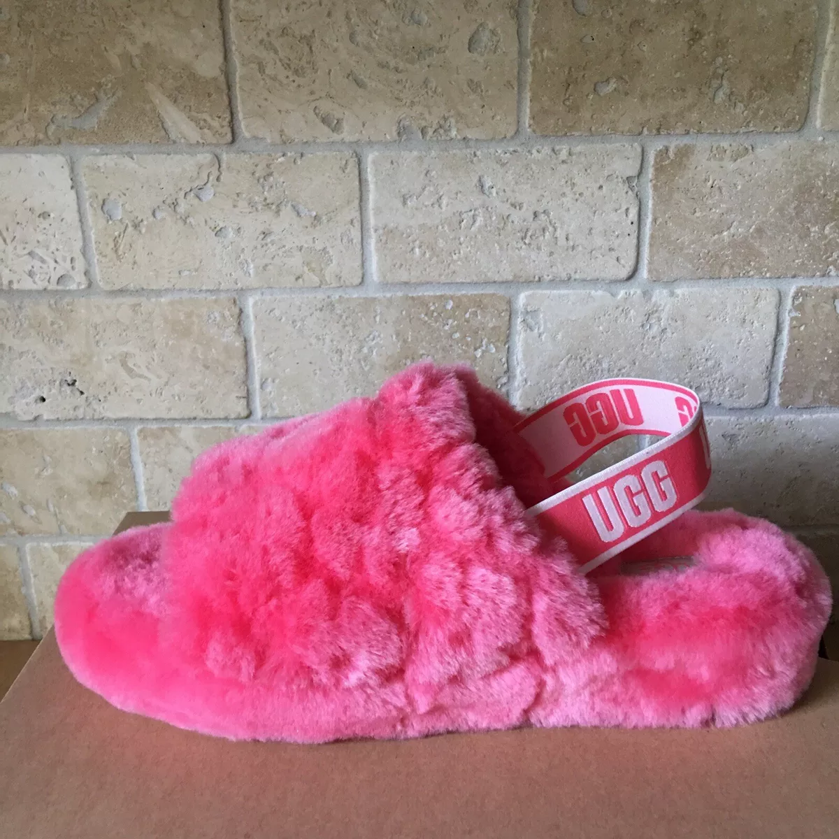 UGG FLUFF YEAH POPPY SLIDE SHEEPSKIN SHOES SLIPPERS SANDALS SIZE