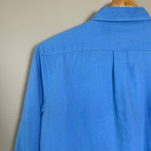 EUC Boys GAP French Union Blue Long Sleeve Linen Button Up Shirt, XXL (14-16) - Picture 14 of 21