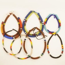 Lot of 10 African Maasai Beaded Collar Multicolor Chokers - Free Shipping USA