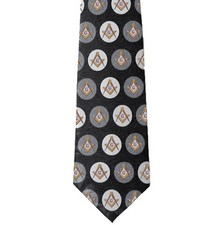 Freemason's Tie - Black and Gray Polyester long tie with polka dot pattern