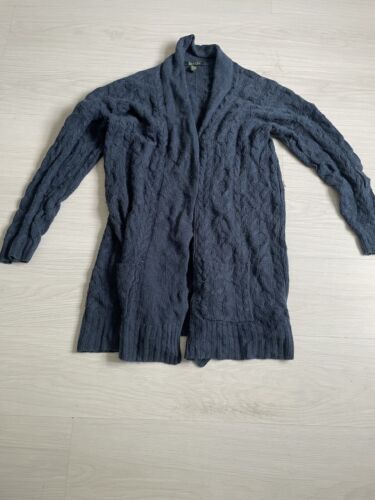 Lauren Ralph Lauren cardigan women’s x/xl navy blue cable knit open front Jumper - Picture 1 of 5