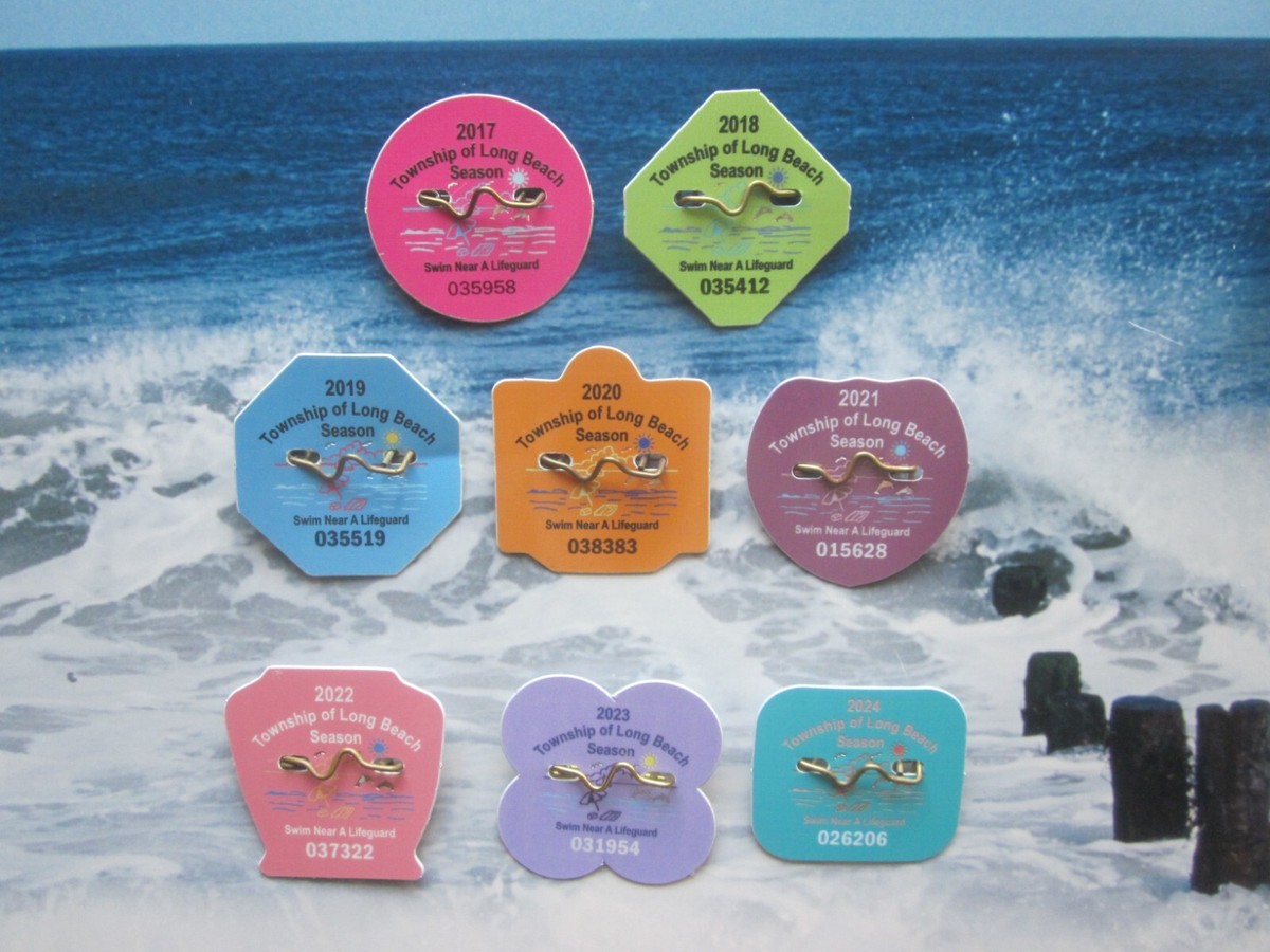 LONG BEACH TOWNSHIP NEW JERSEY SEASONAL BEACH BADGES YEAR COLLECTION