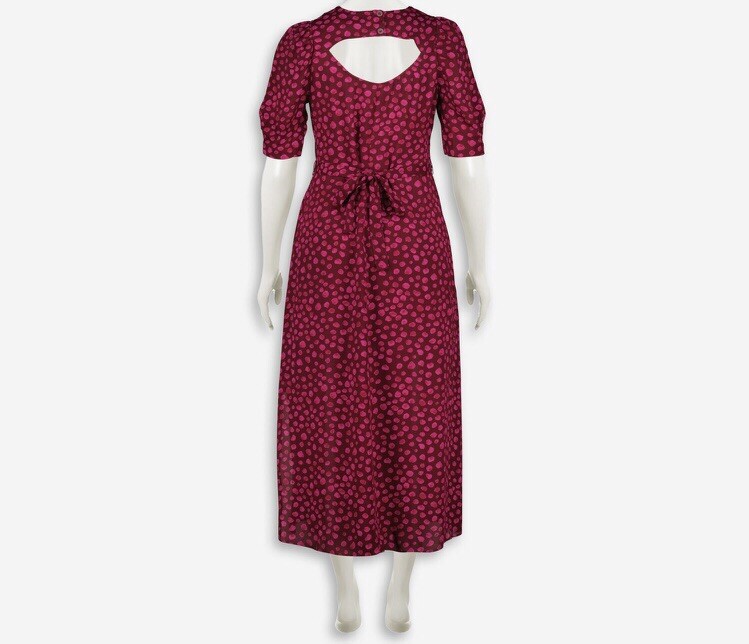 WHISTLES Burgundy & Pink Spotted Midi Dress UK 10 BNWT Womens Dress NEW eBay