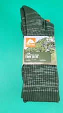 Men's Ozark Trail Wool Blend Crew Socks 3 Pair Size 6-12 Green Holy