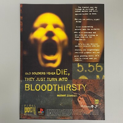 FINAL DOOM ID SOFTWARE PLAYSTATION SHOOTER VIDEOSPIEL 1996 VINTAGE RETRO WERBUNG