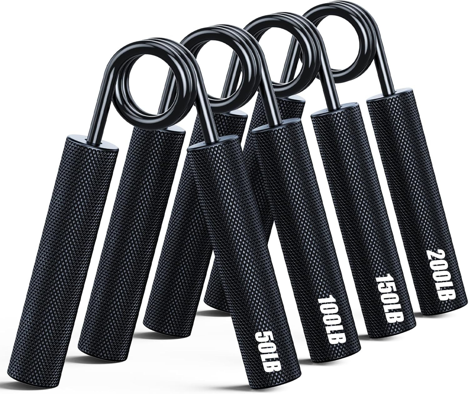 Metal Hand Grip Strengthener Set 50-200LB Forearm Exerciser Trainer 4 Pack Gym