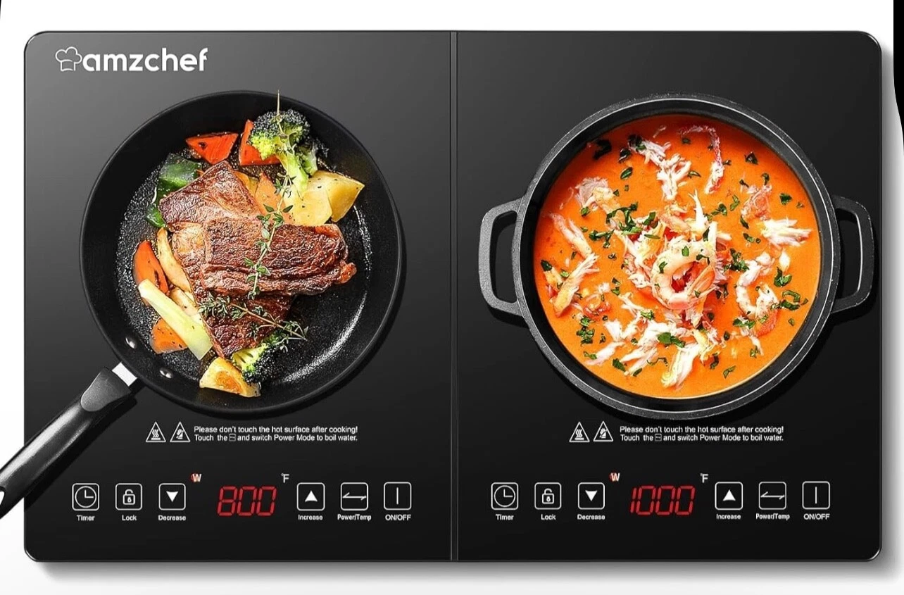 Electric Double Induction Cooktop 2 Burners Low Noise With 1800W Sensor Touch