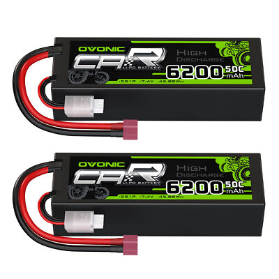 2X 50C 6200mAh 7.4V 2S Lipo Akku RC Batterie Deans Für RC Auto Helikopter Boot