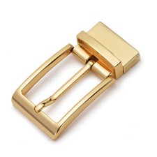360  Swivel Reversible Belt Buckle Replacement Pin Buckle Rectangular Gold 1pcs