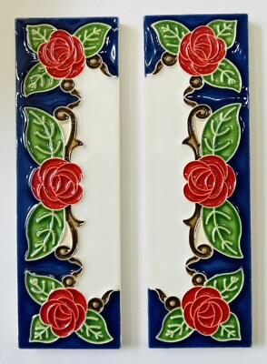 House numbers in Ceramic.2x6 In.Two End Tiles.Made/painted By Hand in ItalY