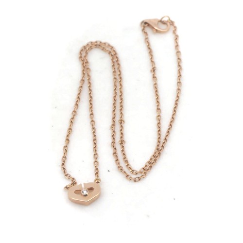 Cartier C Heart Pendant K18 Pink Gold Rose Gold 1P Diamond Necklace 16in chain - Picture 2 of 5