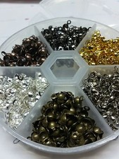 Iron Crimp Bead Tips Knot Covers finding 8x4mm mixed color 700 pc in storage box