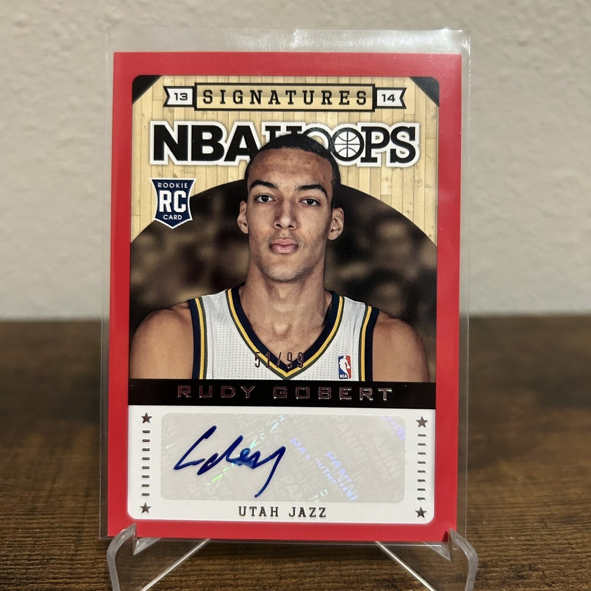 2013-14 NBA Hoops - Signatures Red #187 Rudy Gobert /99 Rookie