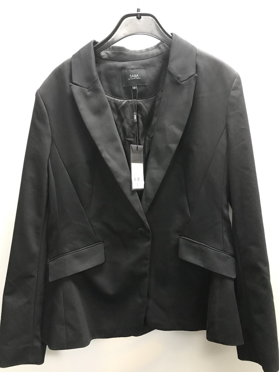 Saba Tia Suit Jacket Black Size 14 Bnwt UK
