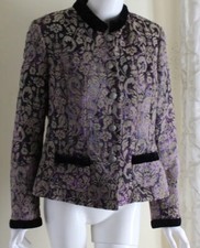 Tribal -sz 12 Delicious Rich Purple Tapestry Velvet Romantic Art Jacket Blazer L