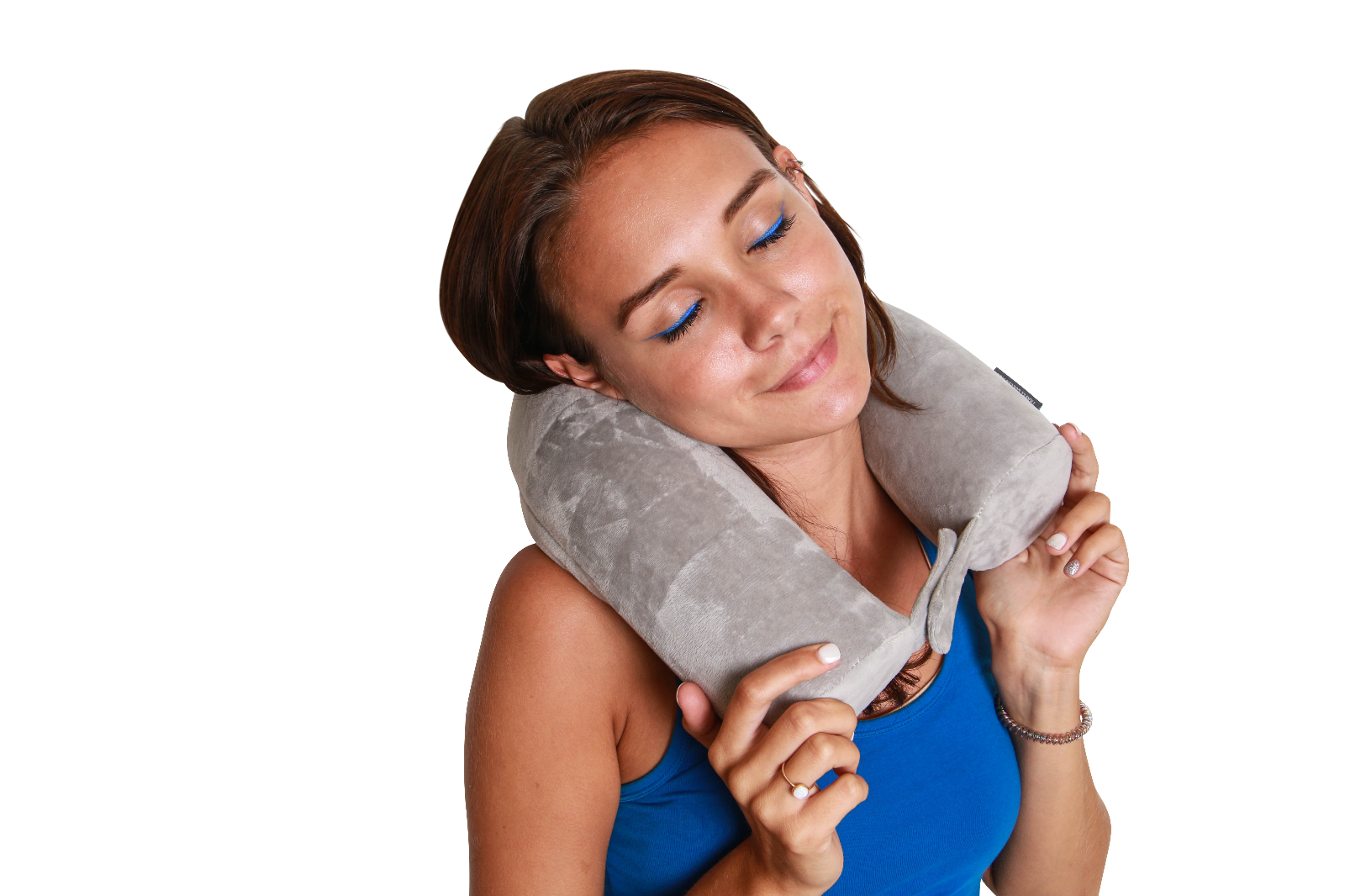 TedBoss Grey Twist Travel Neck Pillow for Head Support Flexible Memory
