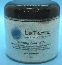 LeTerre Bath Salts Blue Soothing Dead Sea Salts 100% Essential Oils 18oz Scoop