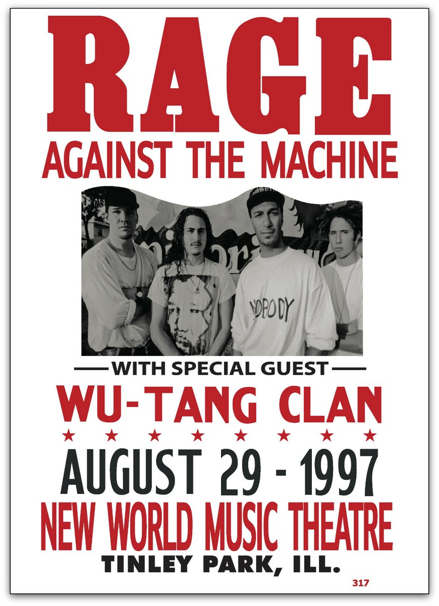 RAGE AGAINST THE MACHINE ポスター 1997 Rage Against the Machine & Wu-Tang Clan - Silkscreen
