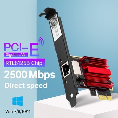 2.5GbE PCIe Wired Network Card RTL8125 RJ45 LAN Adapter Desktop PC Windows 10 11