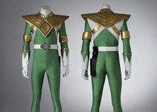 Mighty Morphin Green Ranger Cosplay Costume Suit Zyuranger Burai Tommy No BOOTs