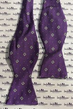 Rare BROOKS BROTHERS Silk Purple With Diamond Design Self Tie Adjustable Bow Tie