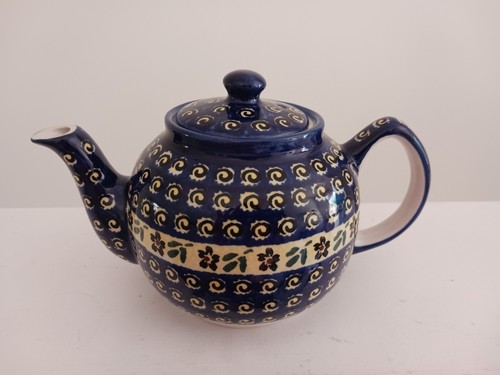 Boleslawiec Polish Pottery Teapot Set - Hand Painted Poland Peacock /Floral - Picture 14 of 14