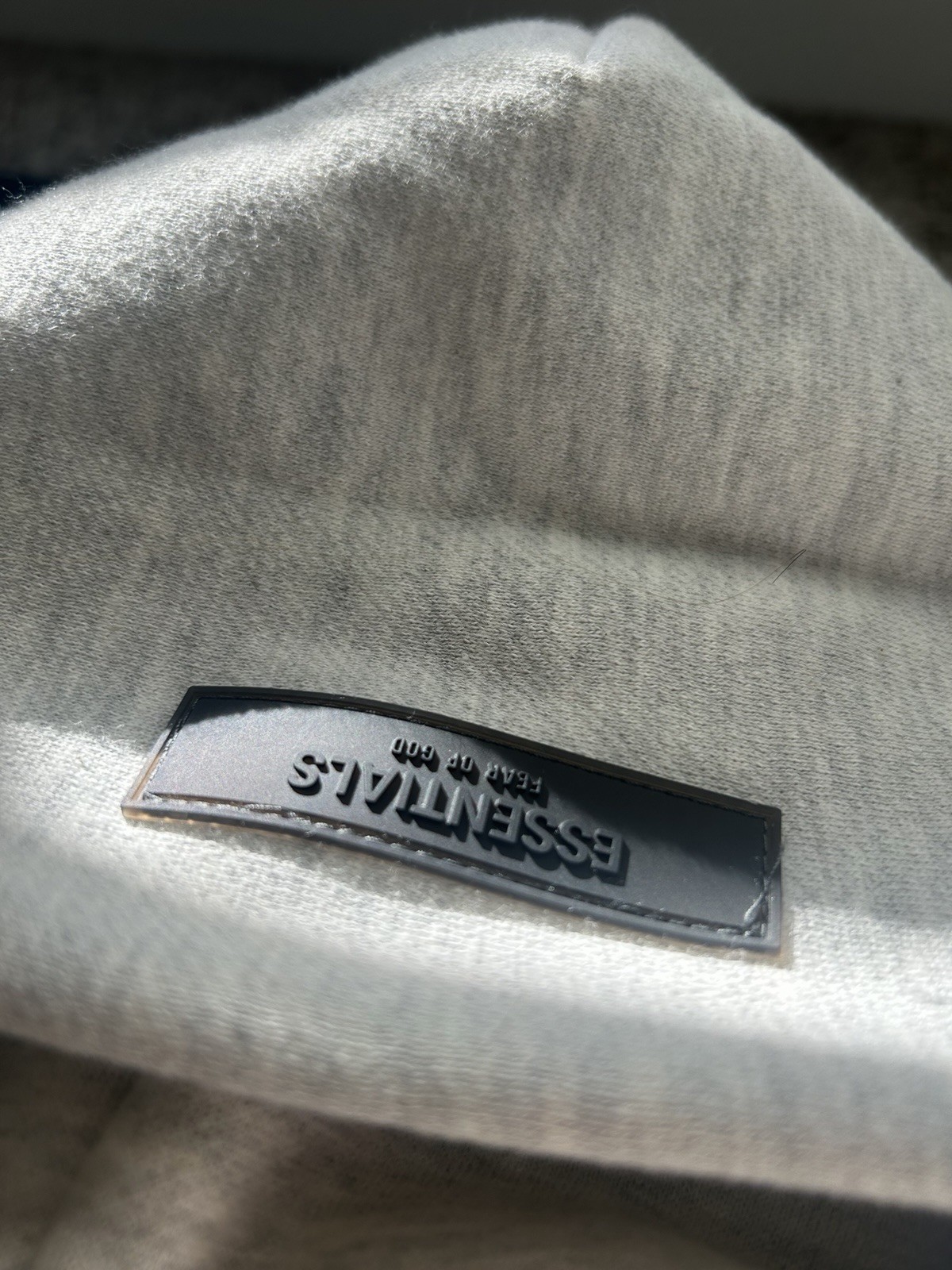 ESSENTIALS Fear of God Light Oatmeal Fleece Hoodie Men's S Logo Pullover thumbnail 5