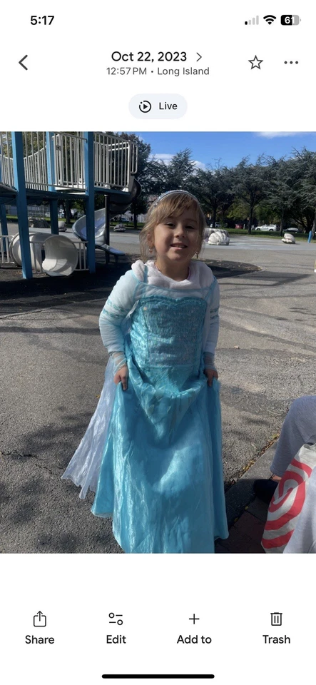 Elsa FROZENCostume(礼服 + 头发 + 配件)改为女孩 4-6 码 — 第 2/4 张图片