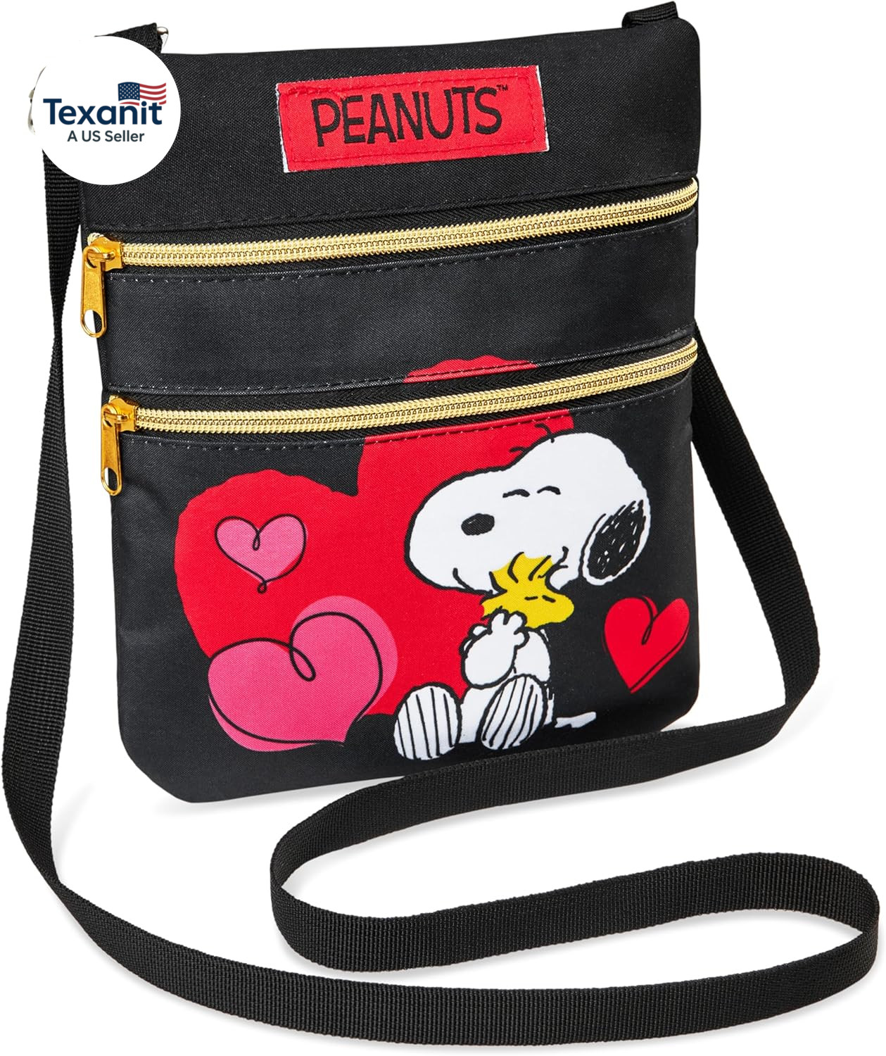 Snoopy Crossbody Bag Girls Purse for Kids Teens Women Fashion Shoulder Bag (Blac