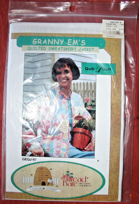 VTG New The Thread Bare Pattern  Granny Em's Quilted Sweatshirt Jacket GEQJ-97