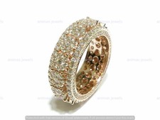 3 CT Round Moissanite Men's Full Eternity Wedding Band Ring 14K Rose Gold Plated
