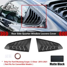 For Ford Mustang 2015-2020 Side Quarter Window Louvers Rear Sun Shade Cover 2Pcs