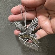 Rare Gloria Duchin Pewter Flying Eagle Pendant Ornament Engraved #1 Dad USA Made