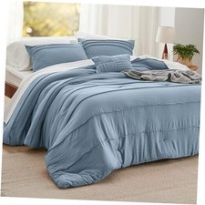 Comforter Set - 3 Pieces Pinch Pleat Bed Set, Light Blue Twin 03 - Light Blue