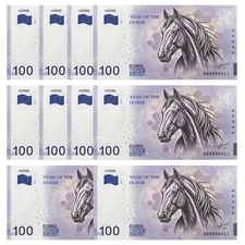 100 Euro Souvenir Year of the Horse Commemorative Fantasy Banknotes Set (10 PCS)