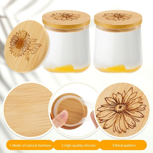 12 Pieces Yogurt Jar Lids Natural Wooden Lids Decorative Lids with Silicone S... - Picture 2 of 7