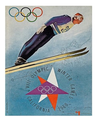 Vintage Olympisches Skispringen Wandkunst Wintersport Wandkunst