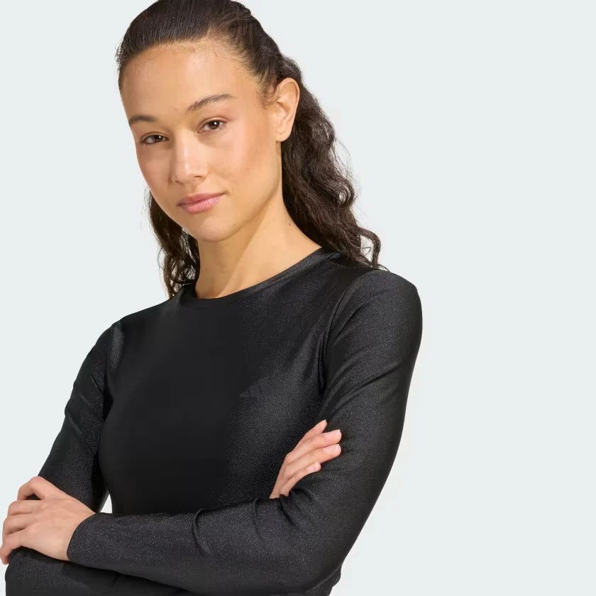 Camisa de manga larga brillante Adidas Workout Essentials para mujer Foto 4 de 4