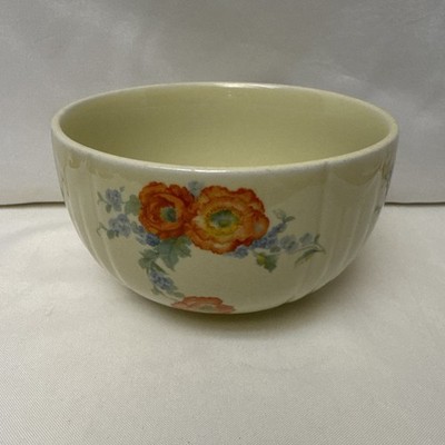 Vtg Hall Superior Pottery Orange Poppy 3.5  X 6  Ceramic Mixing Serving Bowl USA