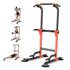 Dip Station - Home Gym Strength Training Pull-Ups Dip-Ups 330Lbs orange
