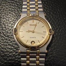 1980s Gucci Silver Gold Two-Tone Watch Excellent Condition Works Great
